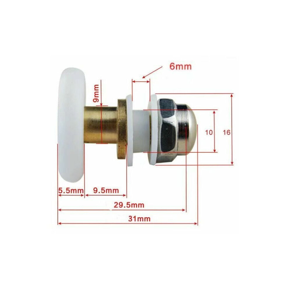 Runners Wheels Replacement, High Quality Pom Plastic Ensures Heavy Duty Performance, Ultra-Quiet Shower Door Rollers For Your Bathroom, Corrosion Resi 9454554504759