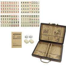 Mini Chinese Mahjong Set, 144 Mahjong Tiles, Travel Playset Beige, Antique Suit Mahjong Set, Traditional Chinese Game