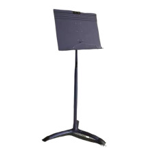 Portable music stand for guitar and violin. Adjustable music stand for home use for drum and violin players. Practical conductor's stand in blue.