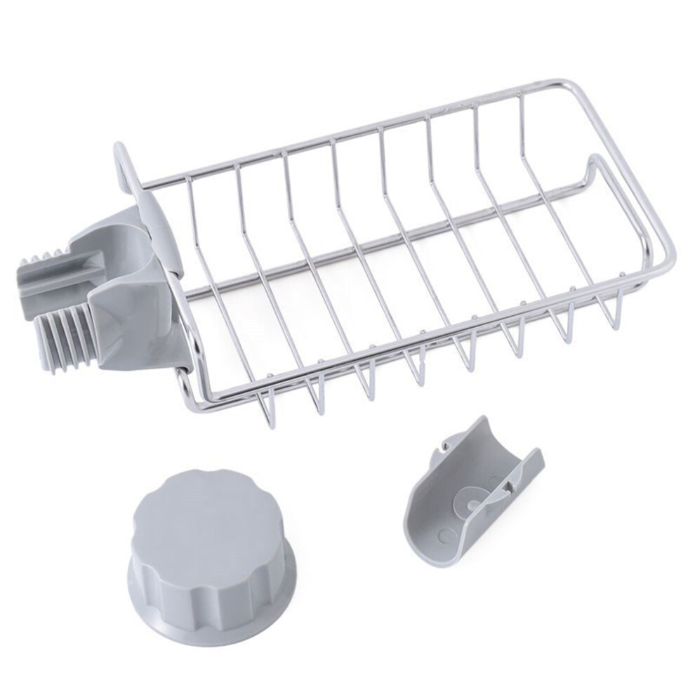 No-Suction Cup Installation, Drainage Rack For Sponges, Stainless Steel Sink Caddy Adjustable Faucet Sponge Holder For Kitchen Bathroom, Durable, Rust 9554910950791