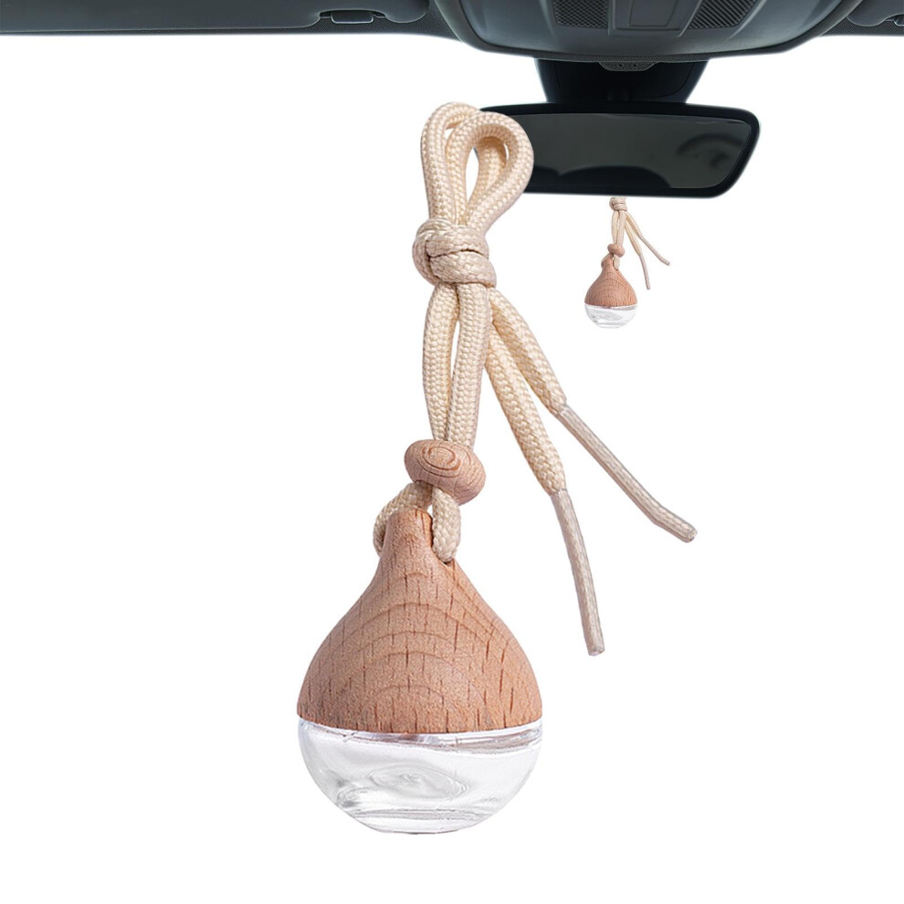 Car Air Freshener Hanging Perfume Bottle Empty Glass Diffuser With Wood Cap And Long Lasting Fragrance 9339159776100