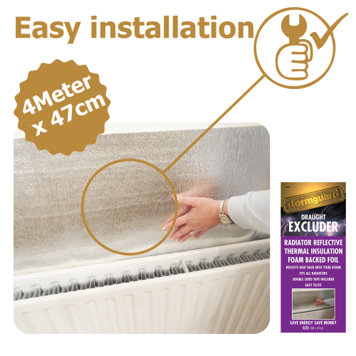 Radiator Reflector Foil Sheets Heat Reflective Insulation Energy Saving 4mX47cm 1