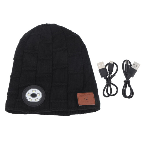Beanie Music Light Hat BT Schwarz USB-Aufladung