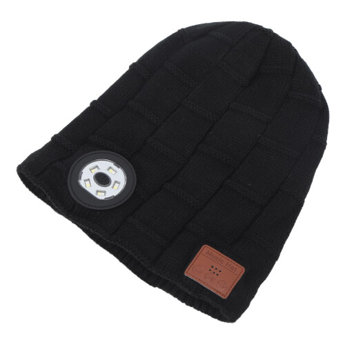 Beanie Music Light Hat BT Schwarz USB-Aufladung 2