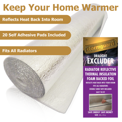 Radiator Reflector Foil Sheets Heat Reflective Insulation Energy Saving 4mX47cm 2