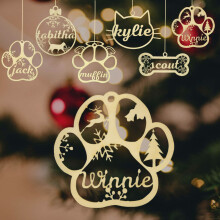 Adorno navideño personalizado de madera con forma de hueso de mascota, con orificio para colgar, ideal para el árbol de Navidad, regalo para