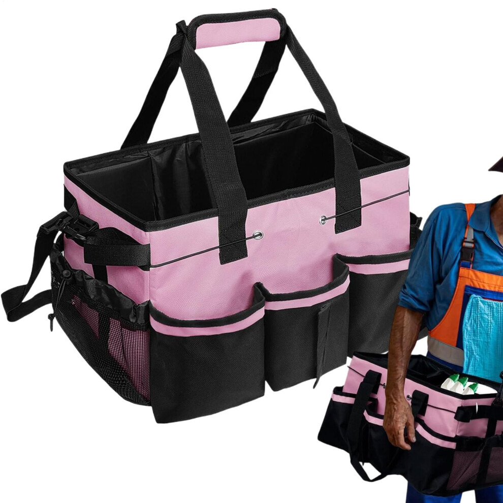 Cleaning Bag Wearable Tool Organizer Tote With Handle For Camping Car Shower Dorm College Kitchen Pink 9119770288448