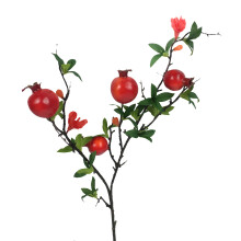 Decoração de Frutas Artificiais: Galhos de Romã Artificiais com Folhas Realistas em Tecido de Seda e Hastes de Plástico Ecológicas e Duráveis -