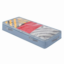Opbergbak van stof voor onder het bed met transparant venster en stevige ondersteuning. Verstevigde zijpanelen. Opvouwbare organizer voor onder het
