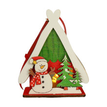 Ornament din lemn cu tematică de Crăciun, cu LED strălucitor, coșuri din frânghie de bumbac țesută, inspirate de decorațiuni de sărbători