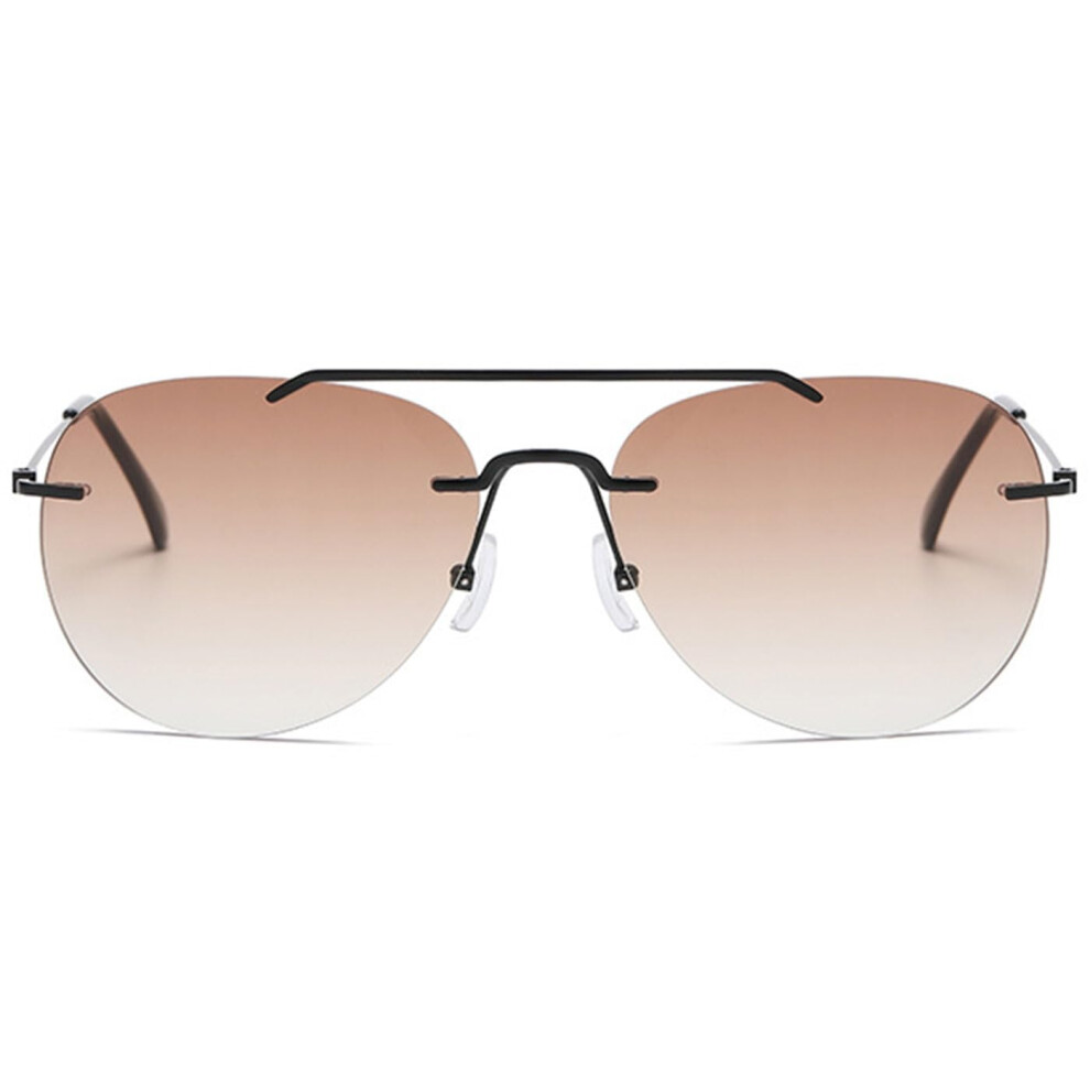 Blue/Light/Brown Bifocal Sunglasses For Men And Women, Pilot Reading Glasses, Filter, Metal, Rimless Aviator Glasses, 3.0