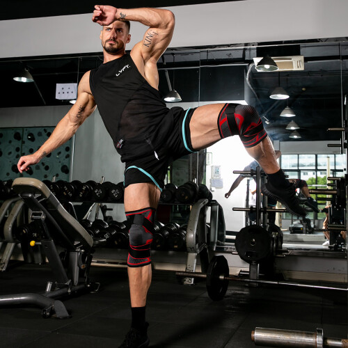 1PC Sport-Knieschoner mit elastischem Stützgürtel, 2