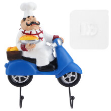 Gancho de pared decorativo con forma de figura de chef de dibujos animados, sin necesidad de taladrar, autoadhesivo, versátil, con diseño