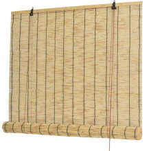 Roll Up Shades HandWoven Natural Reed Curtains Bamboo Roman Blinds Blackout Roller With Lifter 115x280cm Primary