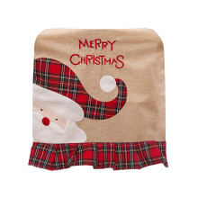 Protectores de sillas de temporada Fundas para sillas navideñas Decoración estilo granja Decoración de arpillera a cuadros Fundas para sillas de