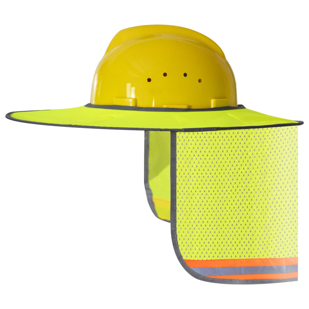Hard Hat Sun Shade Visibility Mesh Fullbrim Visor With Neck Flap, Reflective Strip, Protective Sun Shield, Yellow 9119770292100