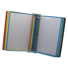 Wallmounted flip chart system with 10 doublesided panels, folder, file holder