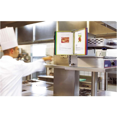 Wallmounted flip chart system with 10 doublesided panels, folder, file holder 1