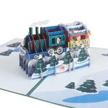 Świąteczna kartka 3D z wyskakującym napisem „Santa Express” i motywem farmy. Dwustronny zimowy znak. W zestawie pusta notatka i koperta.