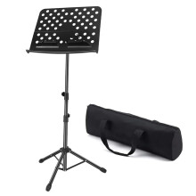 Large Folding Reinforced Metal Music Stand, Adjustable Performance Music Stand, Thickened Music Stand, Black Performance Stand for Musical Instruments
