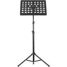 Portable aluminum alloy music stand with adjustable height, foldable design for guitar, violin, and more, Black