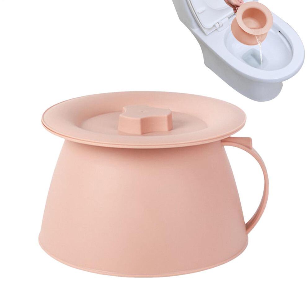 Portable Urinal Bucket 1.5L Capacity With Lid And Handle Car Use, Bedpan, Potty, Pink