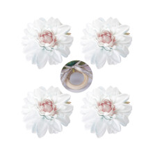 Organizador de guardanapos elegante com flores de seda, acessório decorativo para mesa, decoração com plantas aquáticas, anéis de guardanapo