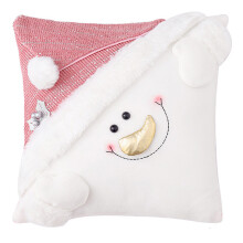 Camino de mesa de macramé bohemio inspirado en la Navidad, funda de almohada de tela de franela con estampado de muñeco de nieve, cojín festivo,