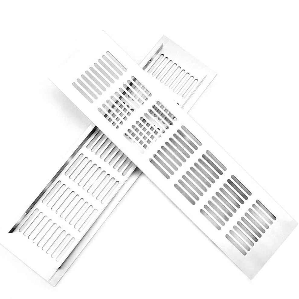 Corrosion Resistant Ventilation Grille, Durable Aluminium Alloy Air Vent Cover For Bathroom, Kitchen, Wardrobe, 30X8cm Rectangle Metal Louvered, 2Pcs 9454554542270