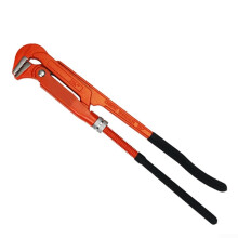 90 Degree Adjustable Heavy Duty Pipe Wrench With Dual Handle, Forged Steel, Serrated Jaws, Safety Stop, 2Inch Opening