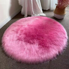 Soft Round Shaggy Rug, Faux Fur Round Rugs 60x60 Cm, Hot Pink Circle Rugs For Living Room And Bedroom
