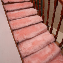 Soft Shaggy Stair Treads NonSlip SelfAdhesive Stair Mats For Indoor Staircase Light Pink 25.5x9.4In Silky Suede Rugs