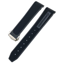 Silicone watch strap for Omega Seamaster Speedmaster 007 Seamaster 300 AT150, 19 mm, silicone watch strap black pointed 20 mm