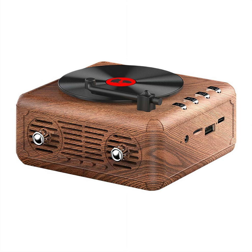 Retro Record Player Bluetooth Speaker Bluetooth 5.0 Portable Fm Radio Tf Card Playback Aux Input 1000Mah Battery Yellow 9001264453176
