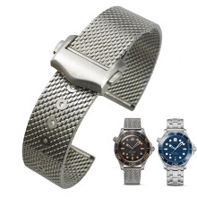 316L Stainless Steel Braided Watch Strap for Omega Seamaster 007 003 20mm Silver 20mm