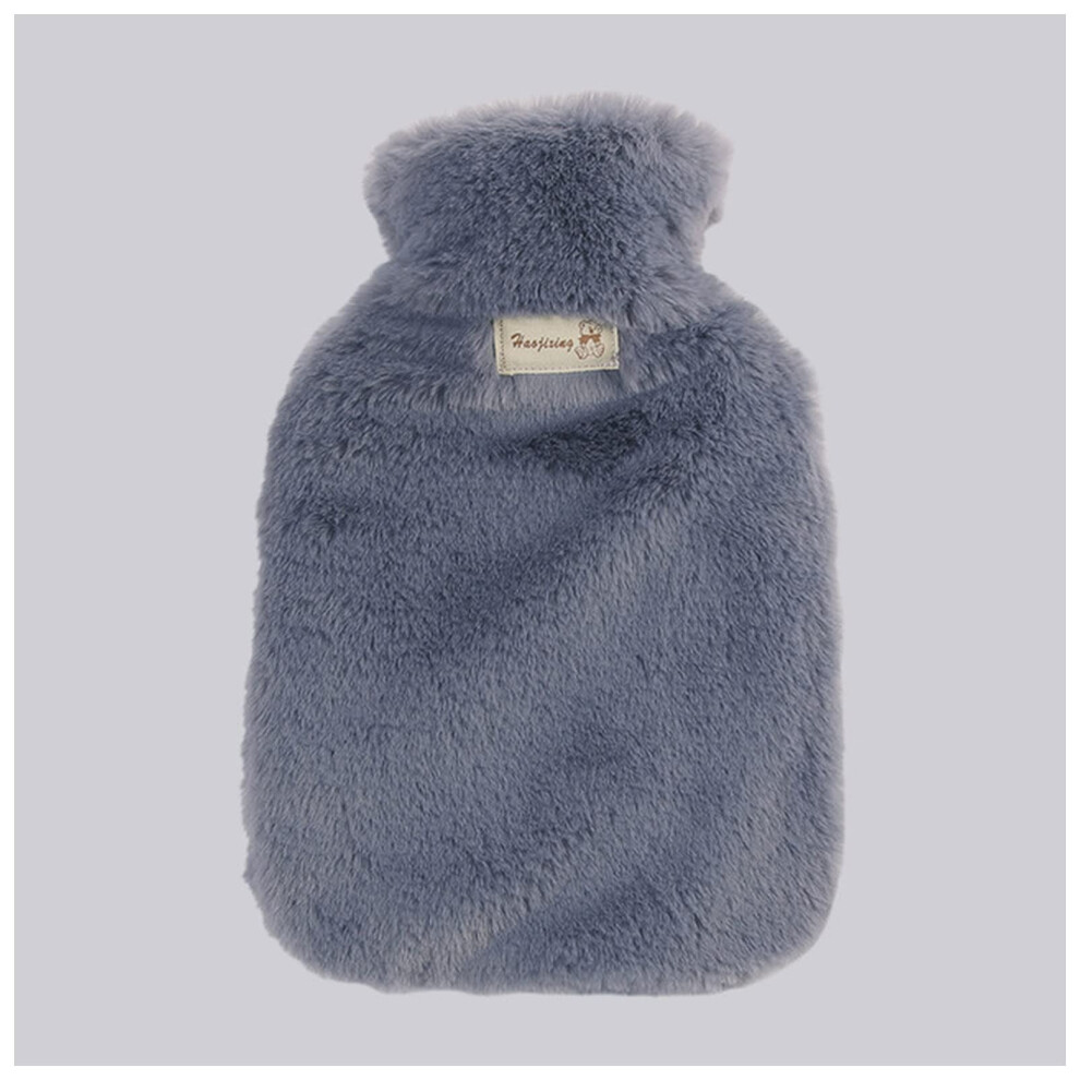 Dark/Grey Hot Water Bottle 1000Ml Winter With Pure Natural Rubber Cosy Fluffy Cover