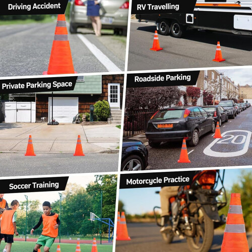 Traffic Cones Foldable 70cm, Waterproof, Safety Construction, Soccer Practice 2