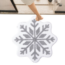 Round Bath Mat Grey 50x50cm Red Snowflake Non Slip Machine Washable Imitation Cashmere Christmas Living Room Carpet