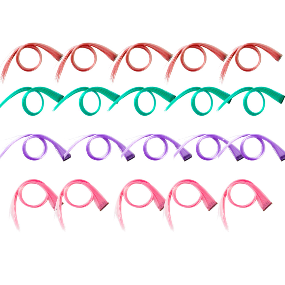 Synthetic Fiber Hair Extensions, Easy To Use 20 Pcs Multi-Color Clip In Hairpieces For Women, Firmly Wired With Metal Clips, Realistic And Natural, Su