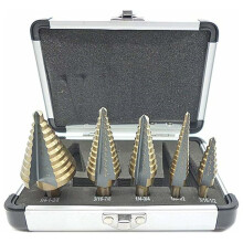HSS-Stahlbohrer-Set, titanbeschichtet für reibungsloses Bohren durch verschiedene Lochgrößen, inklusive robustem Aluminiumkoffer (5-teilig)