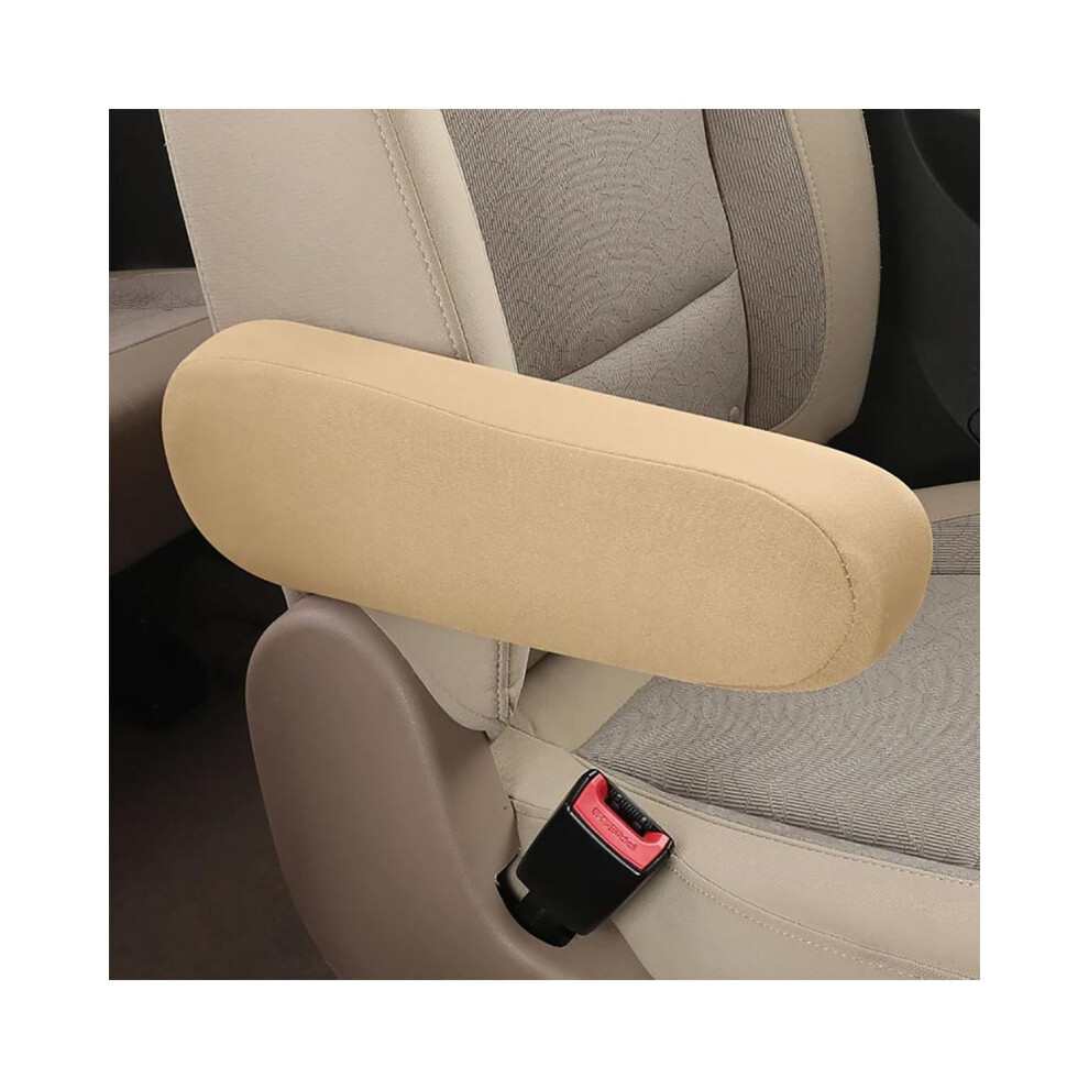Car Armrest Cover Universal Seat Protector Soft Breathable Elastic Fabric Cushion For Comfort Beige 9119770295378