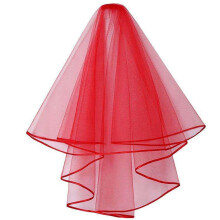 Women's Short Wedding Veils with Comb 3 Tier Halloween Tulle Bridal Veil Red2tier Halloween Theme For Weddings