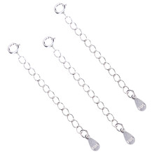corrente extensora prata sterling ajustável para pulseiras 3 peças