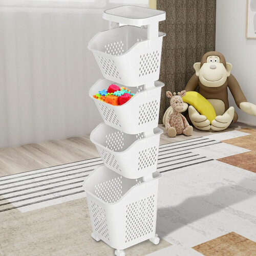 Laundry Tower Portable Stackable Basket System Vertical Sorter 360 Degree Organization Bin For Beddings And Towels 1