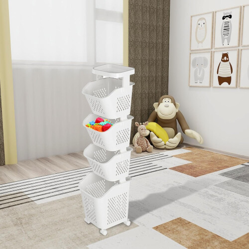 Laundry Tower Portable Stackable Basket System Vertical Sorter 360 Degree Organization Bin For Beddings And Towels 2