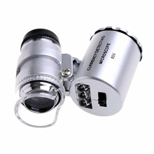 Mini Microscope Pocket 60x Magnifier Handheld Jeweler LED Lamp Light Loupe