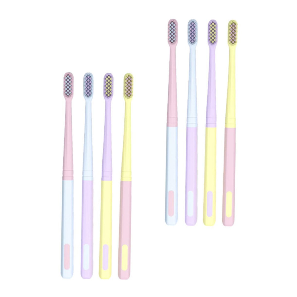 8piece adult toothbrush for sensitive gums, family toothbrush in trendy colors for travel, ergonomic design