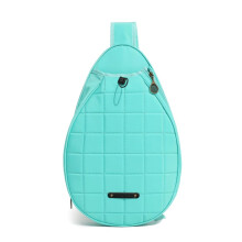 Green tennis racket shoulder bag with multiple compartments, carrying case for tennis and badminton rackets