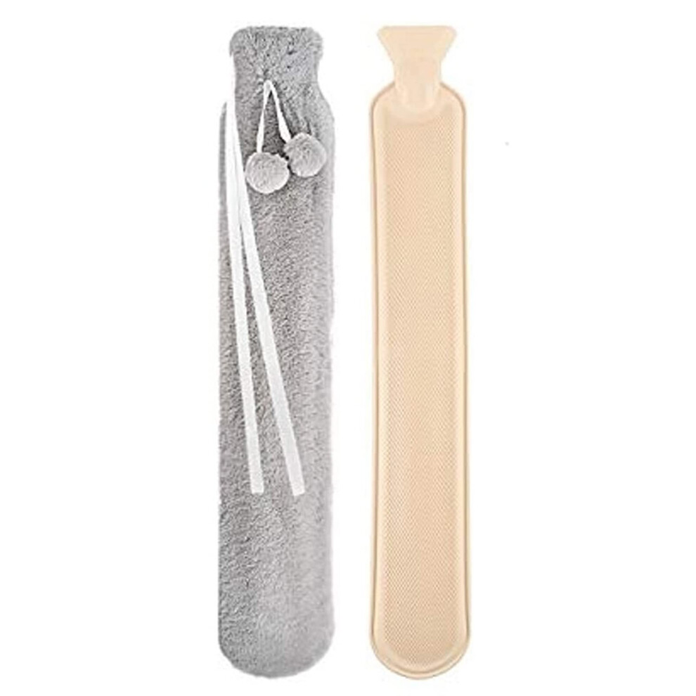 Hot Water Bottle with Soft Plush Cover, Extra Long Bed Warmer for Neck, Back, Legs, Waist Relief