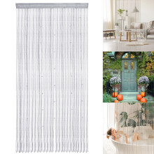 Snöregardiner med tofsar för oförglömliga designögonblick, Pärlprydda gardingardiner för din entré, Rumsavdelare, PP-material, Vit, 1x2m